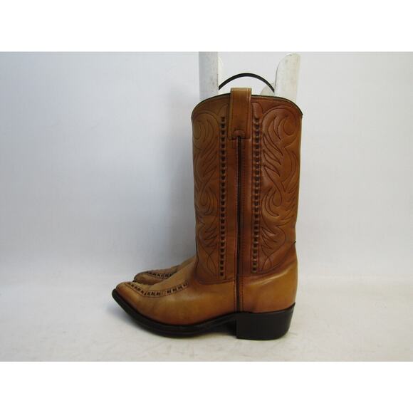 Double H Mens Size 8 D Brown Leather Cowboy Western Boots - Picture 1 of 11